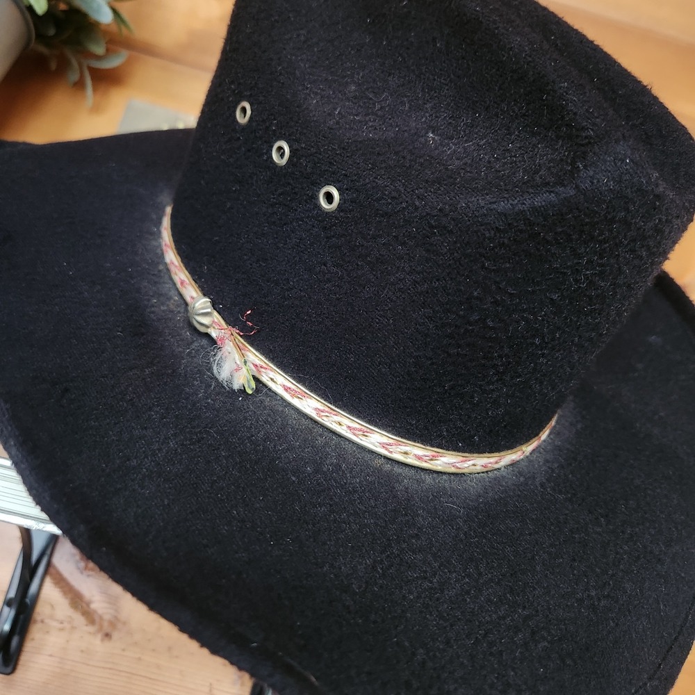 Western Express Brown Felt Cowboy Hat Mens Size 6 5/8 Mexico Ribbon Trim Vintage - Picture 3 of 8